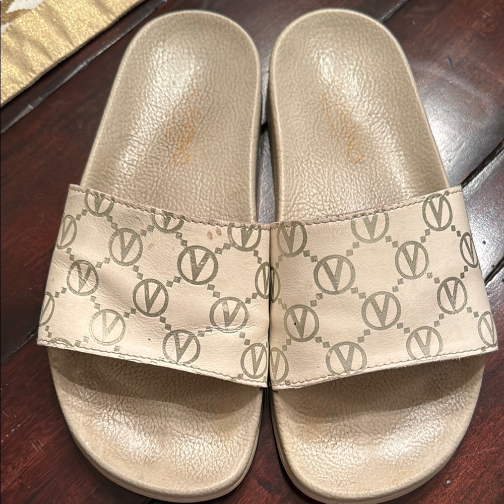 Designer Beige Slide Sandals